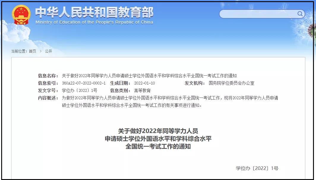 2022年MBA同等学力全国统考考试时间公布！