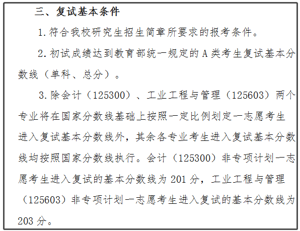 天津科技大学2022年MPAcc复试分数线