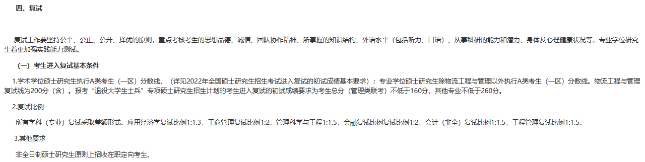 济南大学2022年MPAcc复试分数线