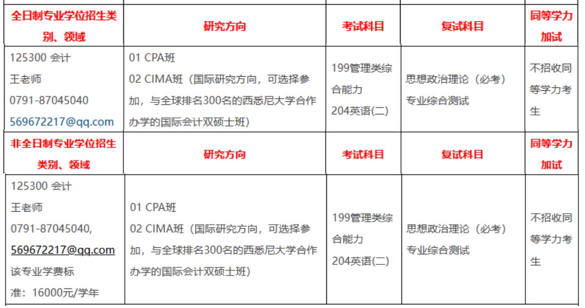华东交通大学2023年MPAcc招生信息
