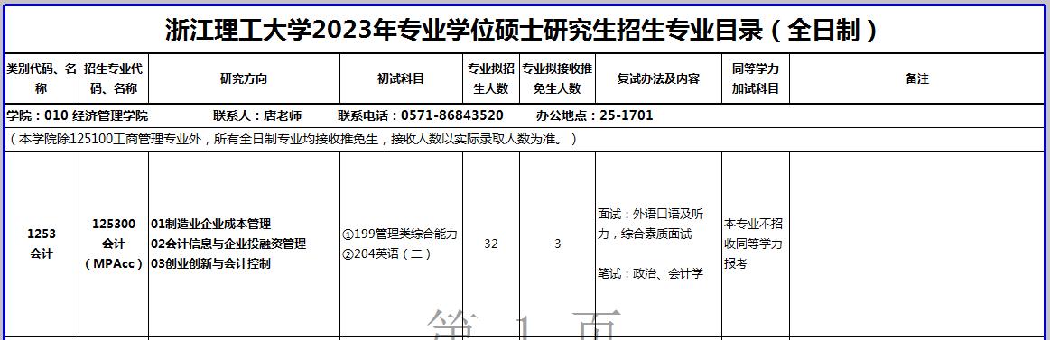 浙江理工大学2023年MPAcc招生简章