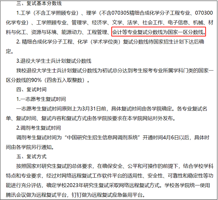 沈阳化工大学2023年MPAcc复试分数线：197