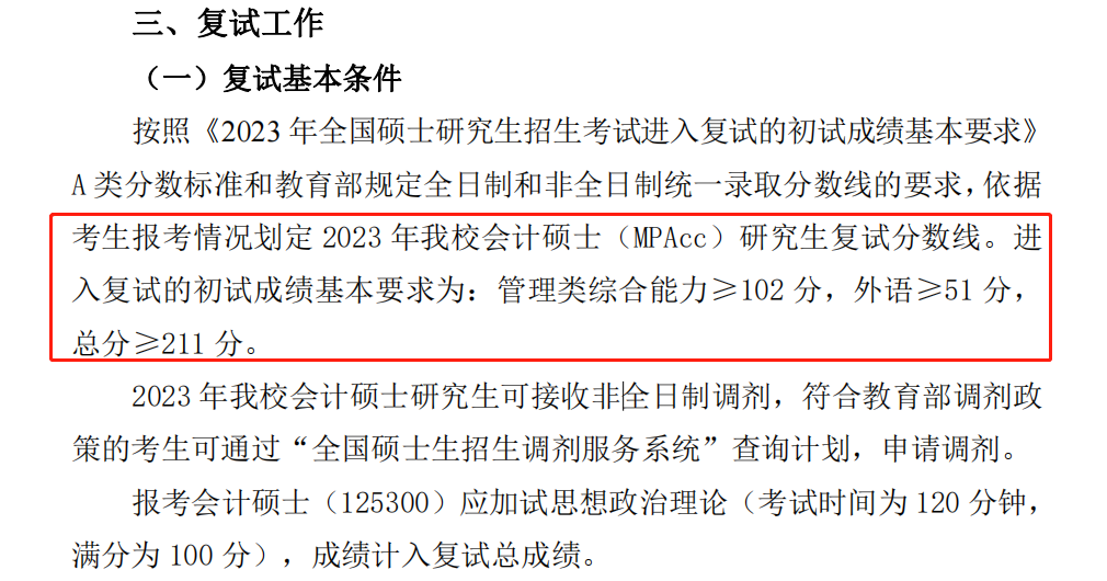 黑龙江科技大学2023年MPAcc复试分数线
